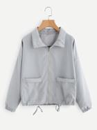 Romwe Zip Up Drawstring Hem Dual Pockets Jacket