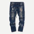 Romwe Men Destroyed Ruched Jeans