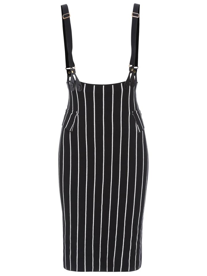 Romwe Strap Vertical Striped Knit Dress