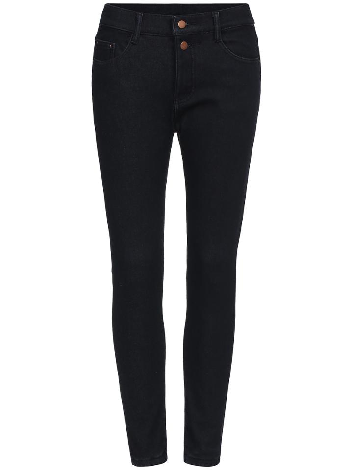 Romwe Buttons Denim Slim Pant