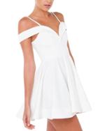 Romwe Off The Shoulder Zipper Flare Dress