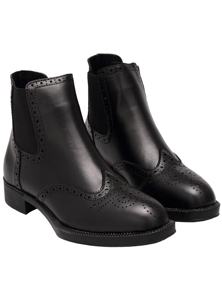 Romwe Black Chunky Heel Round Toe Pu Boots