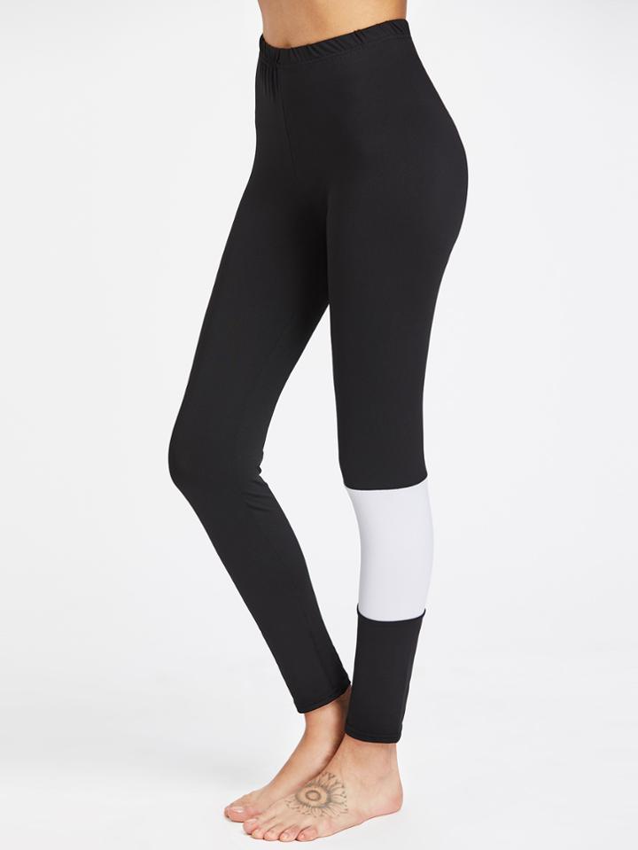 Romwe Color Block Empire Leggings