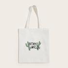 Romwe Cactus & Letter Print Tote Bag