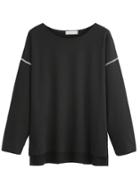 Romwe Black High Low T-shirt With Stitch Detail