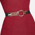 Romwe Chain Detail Ring Buckle Elastic Belt