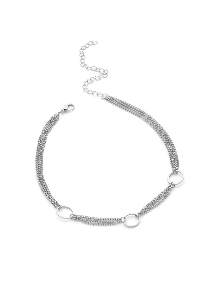 Romwe Ring Design Layered Chain Necklace