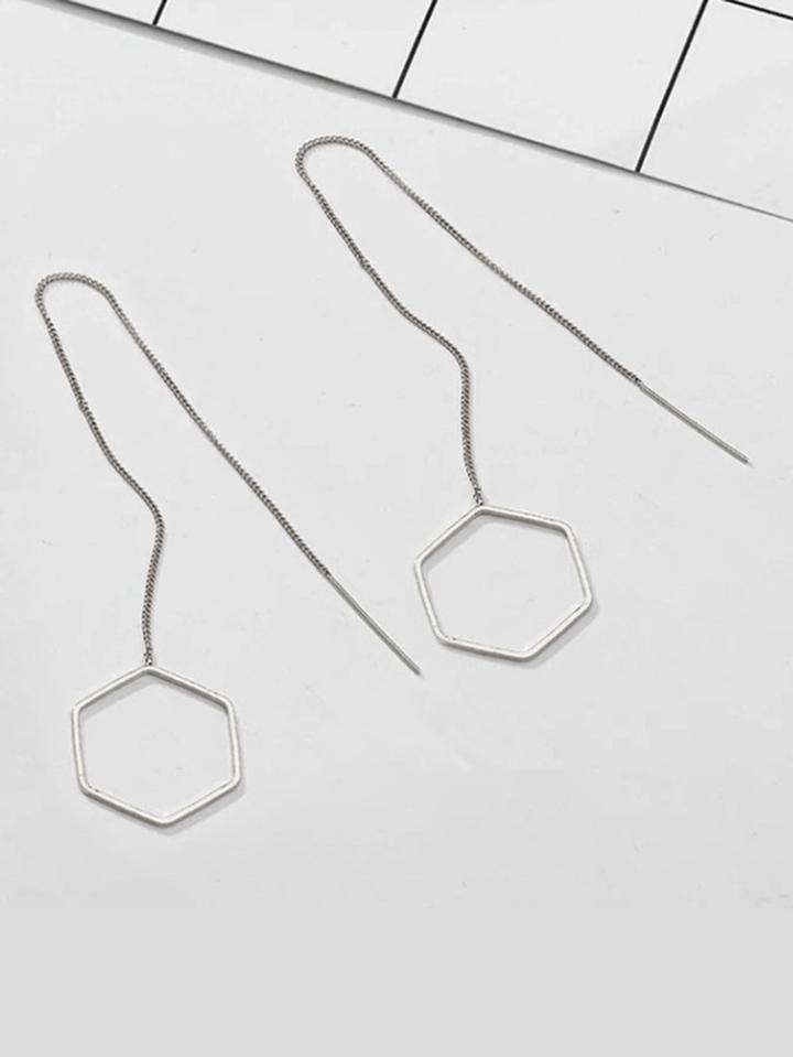 Romwe Geometric Threader Earrings