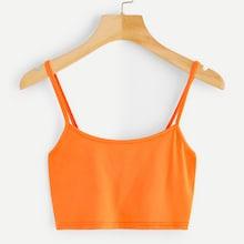 Romwe Neon Orange Solid Cami Top