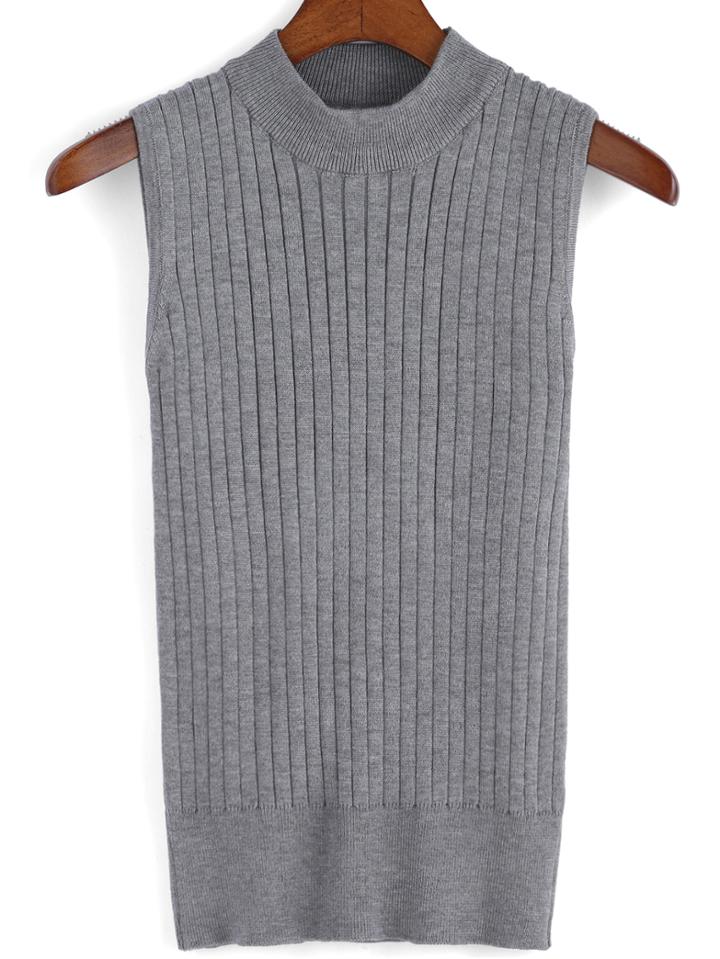 Romwe Knit Grey Tank Top