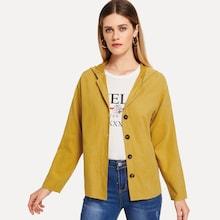 Romwe Button Up Hooded Jacket