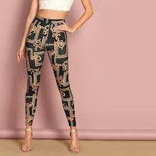 Romwe High Waist Chain Print Leggings