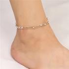Romwe Rhinestone Decorated Layered Chain Anklet
