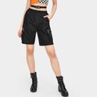 Romwe Pocket And Zip Detail Elastic Waist Shorts