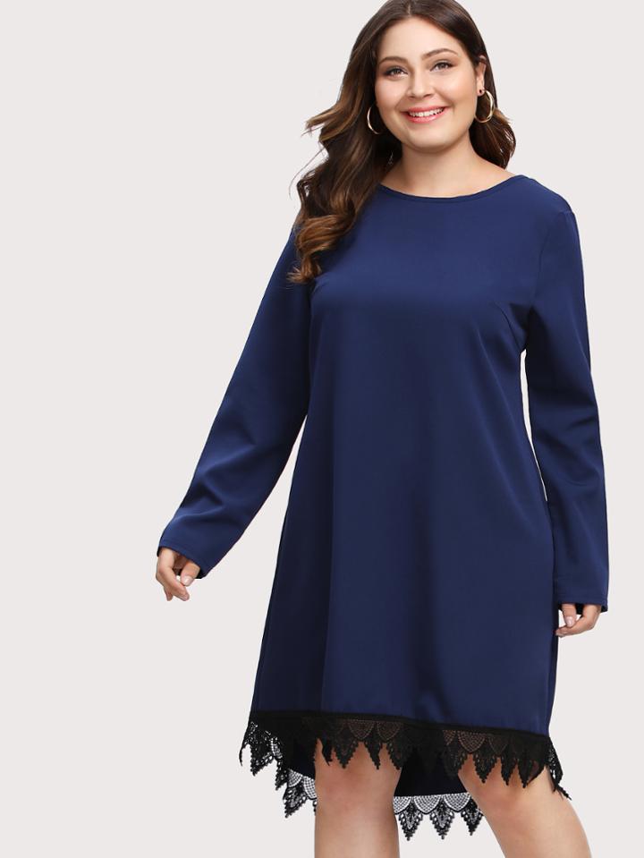 Romwe Lace Crochet Contrast Dress