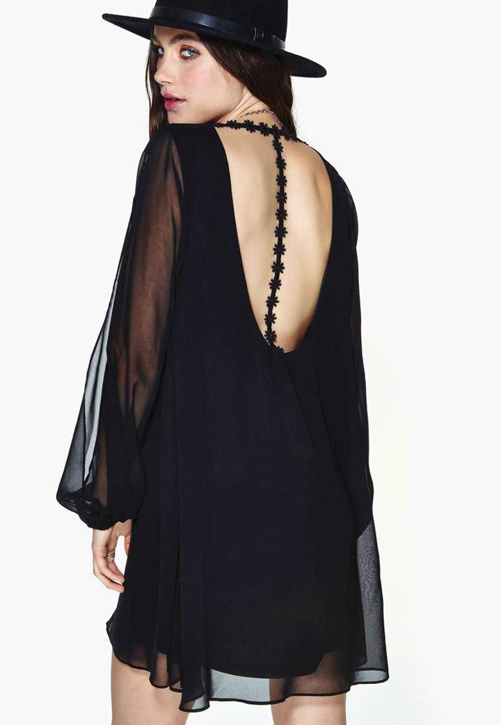 Romwe V Neck Split Sleeve Sheer Dress