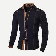 Romwe Men Contrast Stitching Shirt