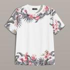 Romwe Guys Floral & Tropical Print Tee