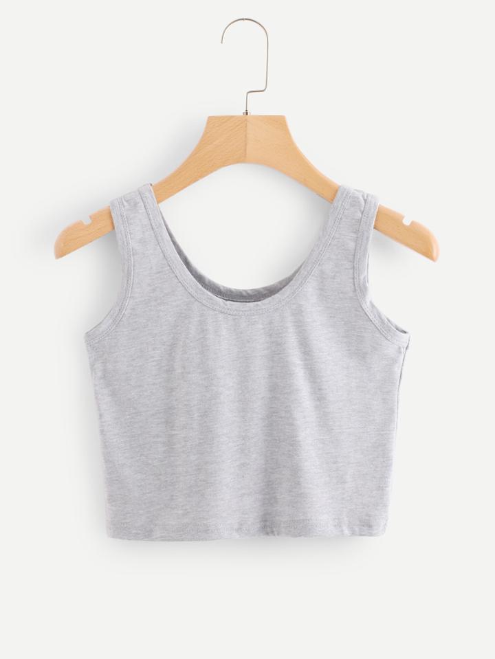 Romwe Basic Round Neck Crop Top