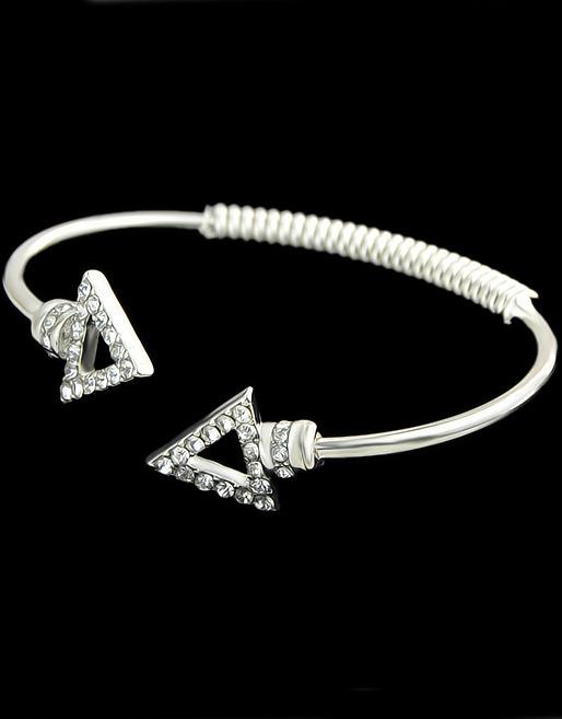 Romwe Silver With Diamond Triangle Bracelet