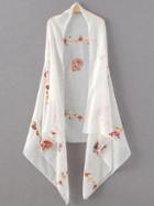 Romwe White Flower Embroidery Vintage Scarf