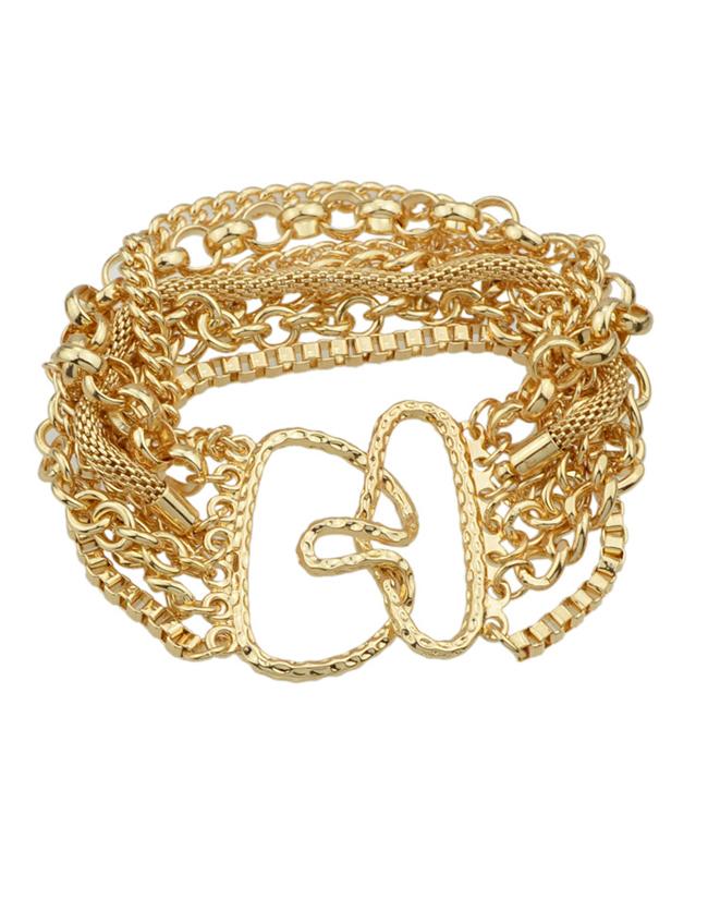 Romwe Gold Plated Wide Chain Bracelet