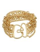 Romwe Gold Plated Wide Chain Bracelet