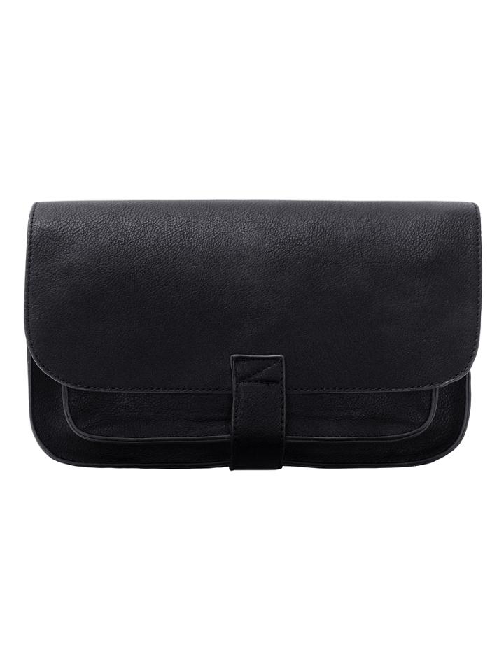Romwe Snap Buttoned Flap Contrast Lined Black Shoulder Bag