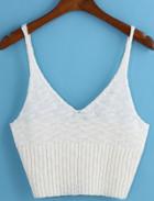 Romwe Spaghetti Strap Knit White Cami Top