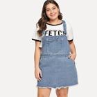 Romwe Plus Raw Hem Pocket Front Denim Dress