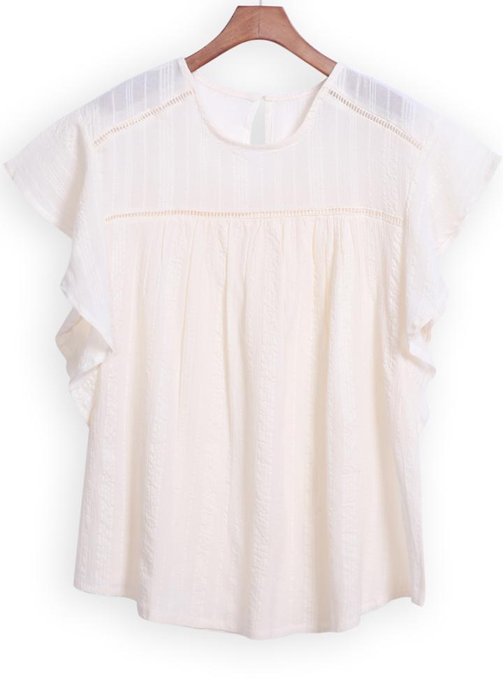 Romwe Fungus Sleeve Hollow Loose Top
