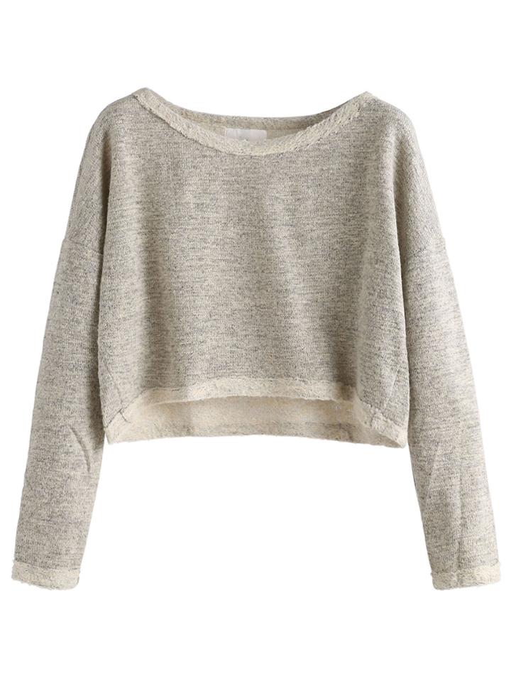 Romwe Dropped Shoulder Seam Crop Slub Sweater