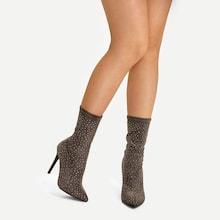 Romwe Rhinestone Decor Stiletto Boots
