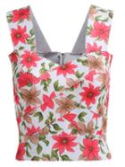 Romwe Straps With Zipper Florals Red Vest
