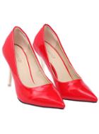 Romwe Red High Heel Point Toe Shoes