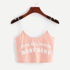 Romwe Letter Print Cami Crop Top