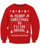 Romwe Red Merry Christmas Print Long Sleeve Sweatshirt