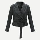 Romwe Notched Collar Vertical-stripe O-ring Belted Blazer