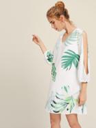 Romwe Tropical Print Split Sleeve Dress