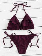 Romwe Layered Flounce Triangle Bikini Set