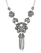 Romwe New Model Antique Silver Plated Flower Shaped Fashion Jewelry Necklace
