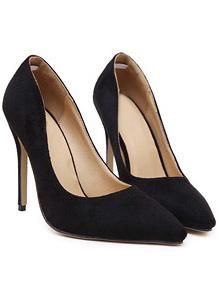 Romwe Black Point Toe Suede High Stiletto Heel Pumps