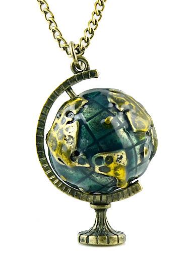 Romwe Retro Gold Globe Telescope Necklace