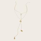Romwe Textured Disc & Shell Pendant Lariats Chain Necklaces 1pc