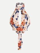 Romwe Flower Print Cut Out Self Tie Backless Top