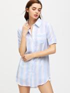 Romwe Wide Striped Shirt Dress With Chest Pocket