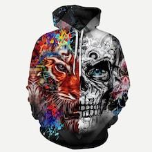 Romwe Guys Tiger Print Hoodie