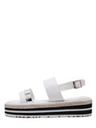 Romwe White Peep Toe Buckle Strap Thick-soled Sandals