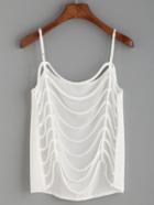 Romwe White Cutout Caged Back Cami Top