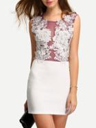 Romwe White Sheer Lace Bodycon Dress